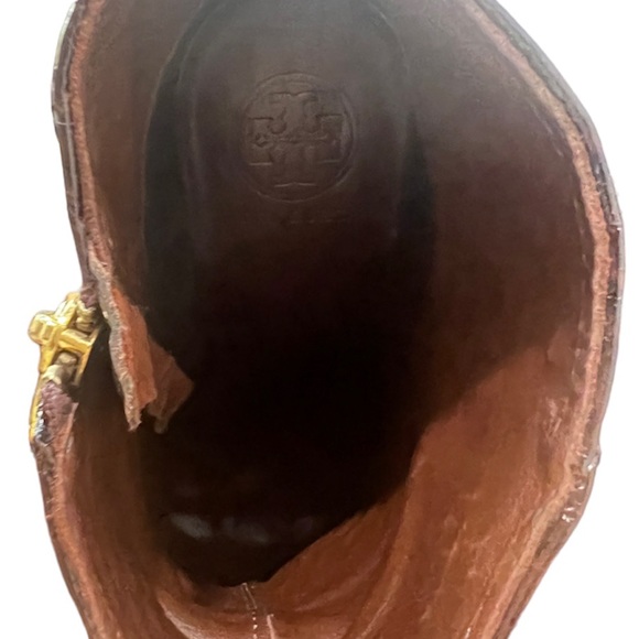 Tory Burch Virginia Patent Leather Croc Booties size 9 chocolate brown - Picture 10 of 12
